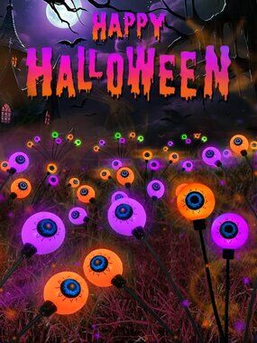 6 Pack Solar Halloween Decorations Outdoor 36 LED Solar Eyeball Lights